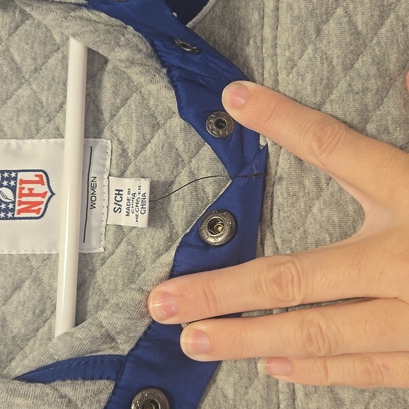 NFL Gray and Blue Quilted Woman's Zip Up Sweater - Picture 3 of 4